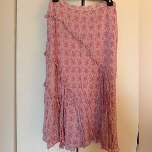 LoveShackFancy Asymmetrical Pink Floral Skirt